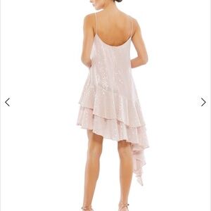 Mac Duggal Evening Gown Sequin Rose Pink Asymmetrical Ruffle